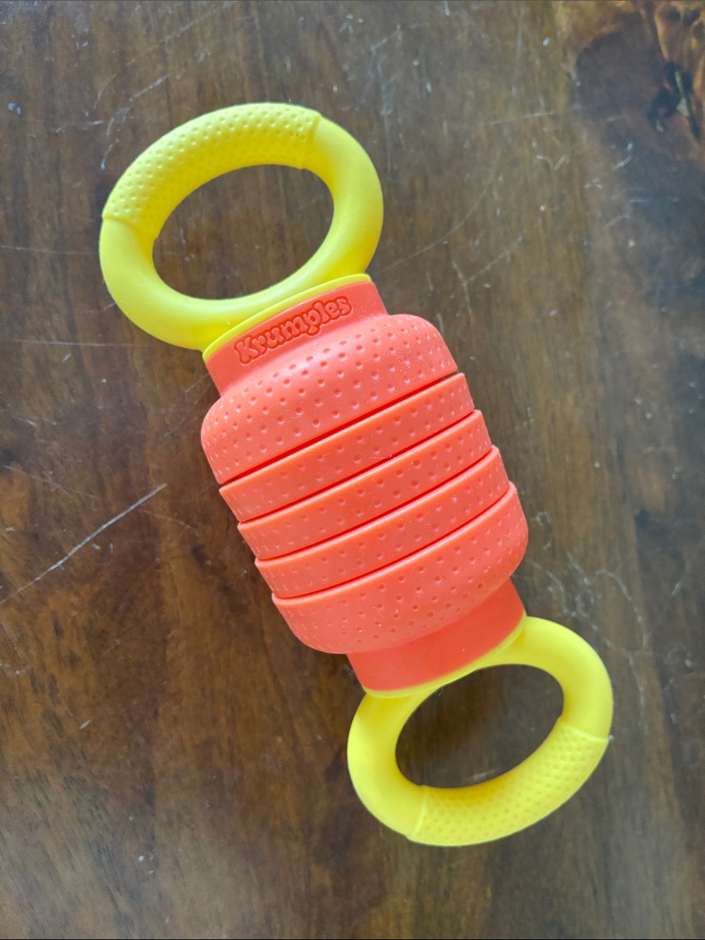 Krumples Pully Baby Toy Fidget Sensory Silicone Food Grade Orange Yellow